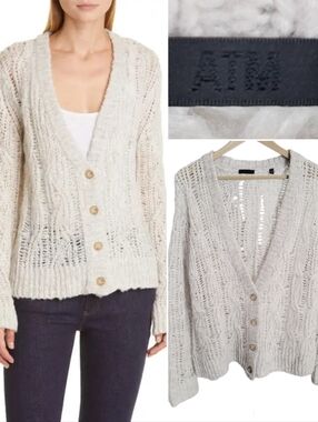 ATM Anthony Thomas Melillo Wool Blend Open Stitch Cardigan
